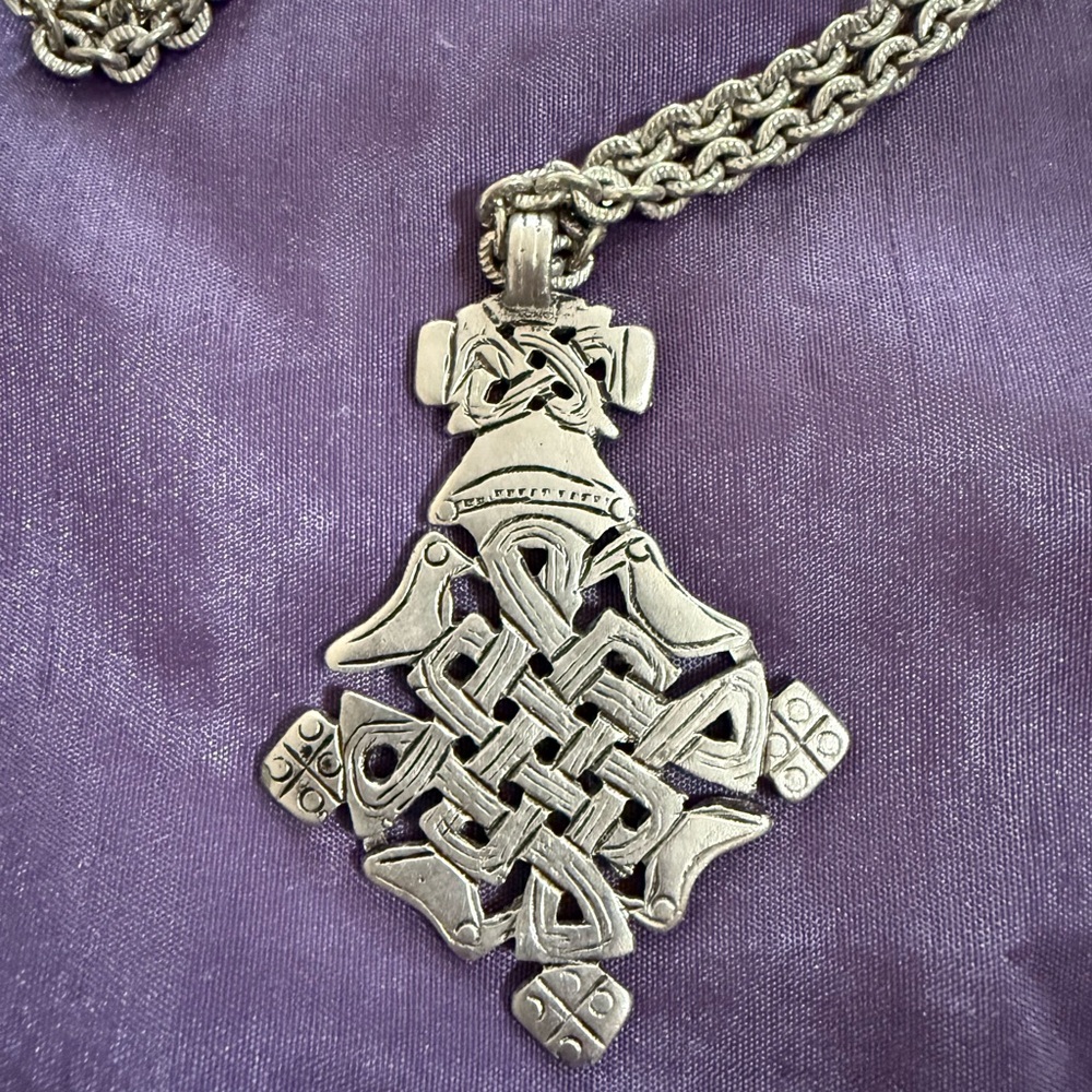 Silver-tone Celtic Knot Pendant Necklace